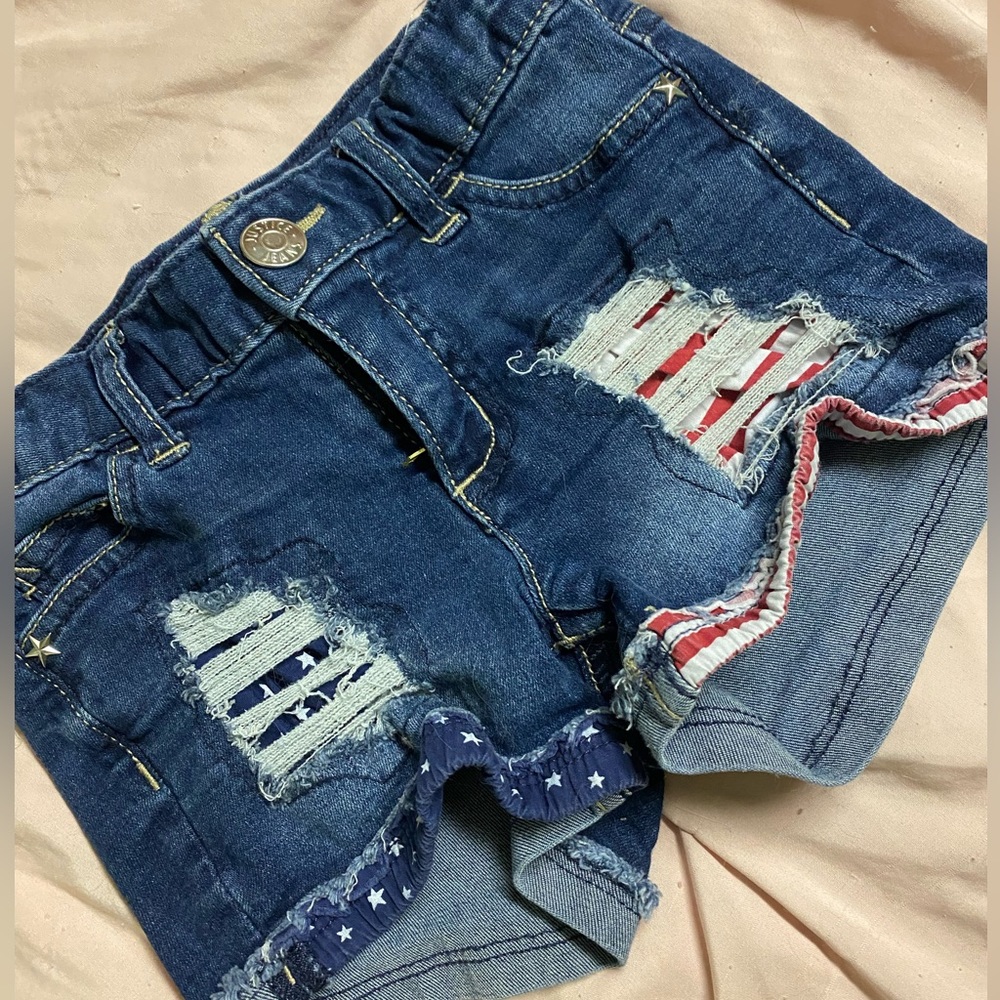 Girl cute American flag jean shorts